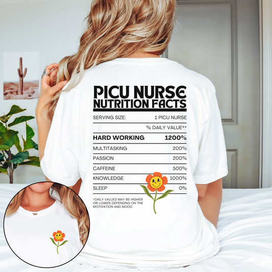 PICU Nurse Nutrition Facts T-shirt